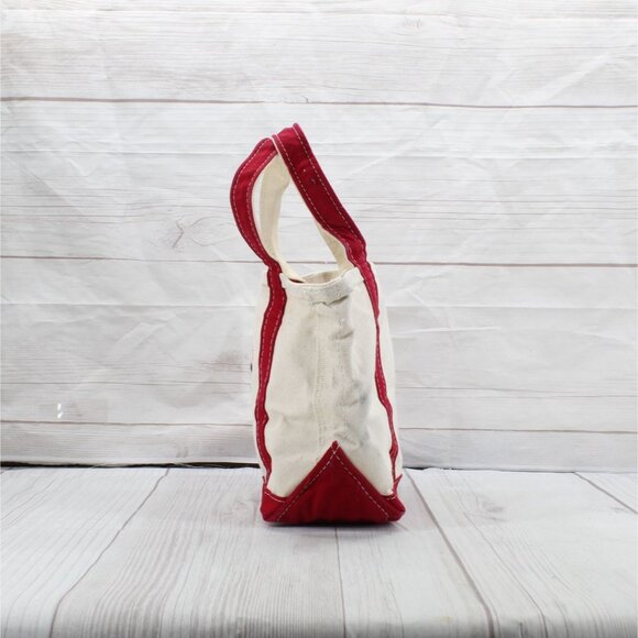 LL Bean Boat & Tote Cream Red Trim Canvas Tote Bag Monogram First American RARE - Picture 6 of 9